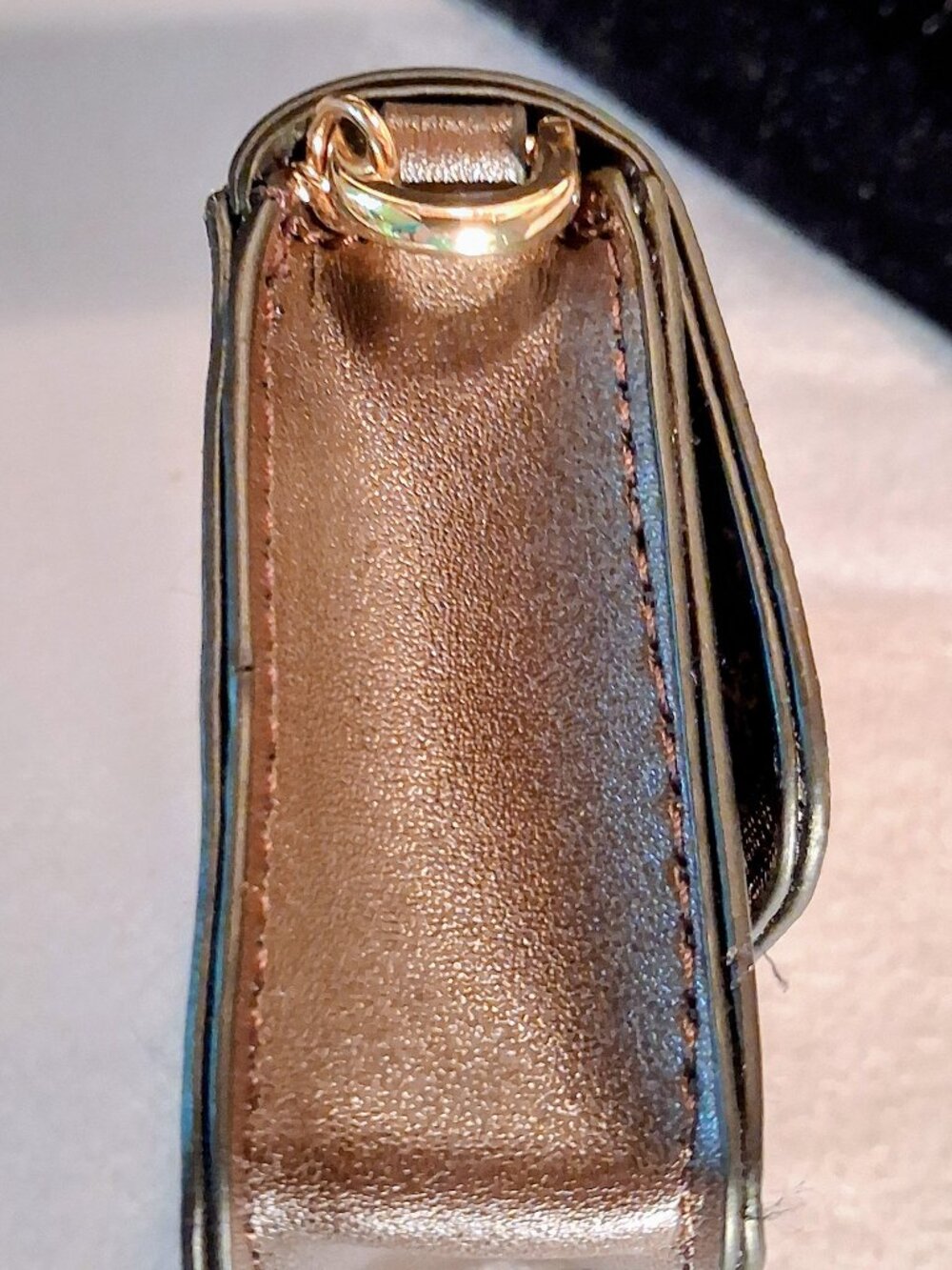 Calvin Klein MINI Card Case Folding Wallet Key Chain Holder Brown Faux Leather - Picture 4 of 9